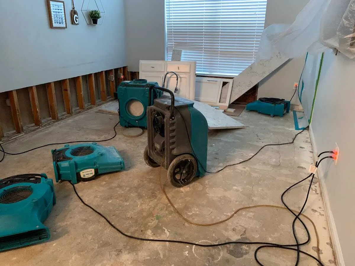 Dehumidifier in flood-cut room for Water Damage Restoration in Tuscaloosa